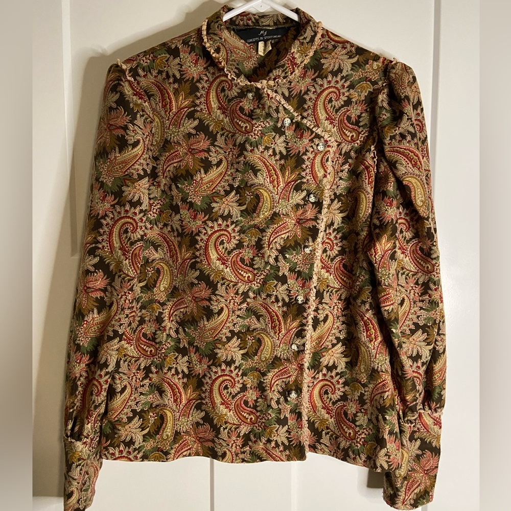 Vintage MJ Concepts in Sportswear 70's Paisley Blouse Sz 11